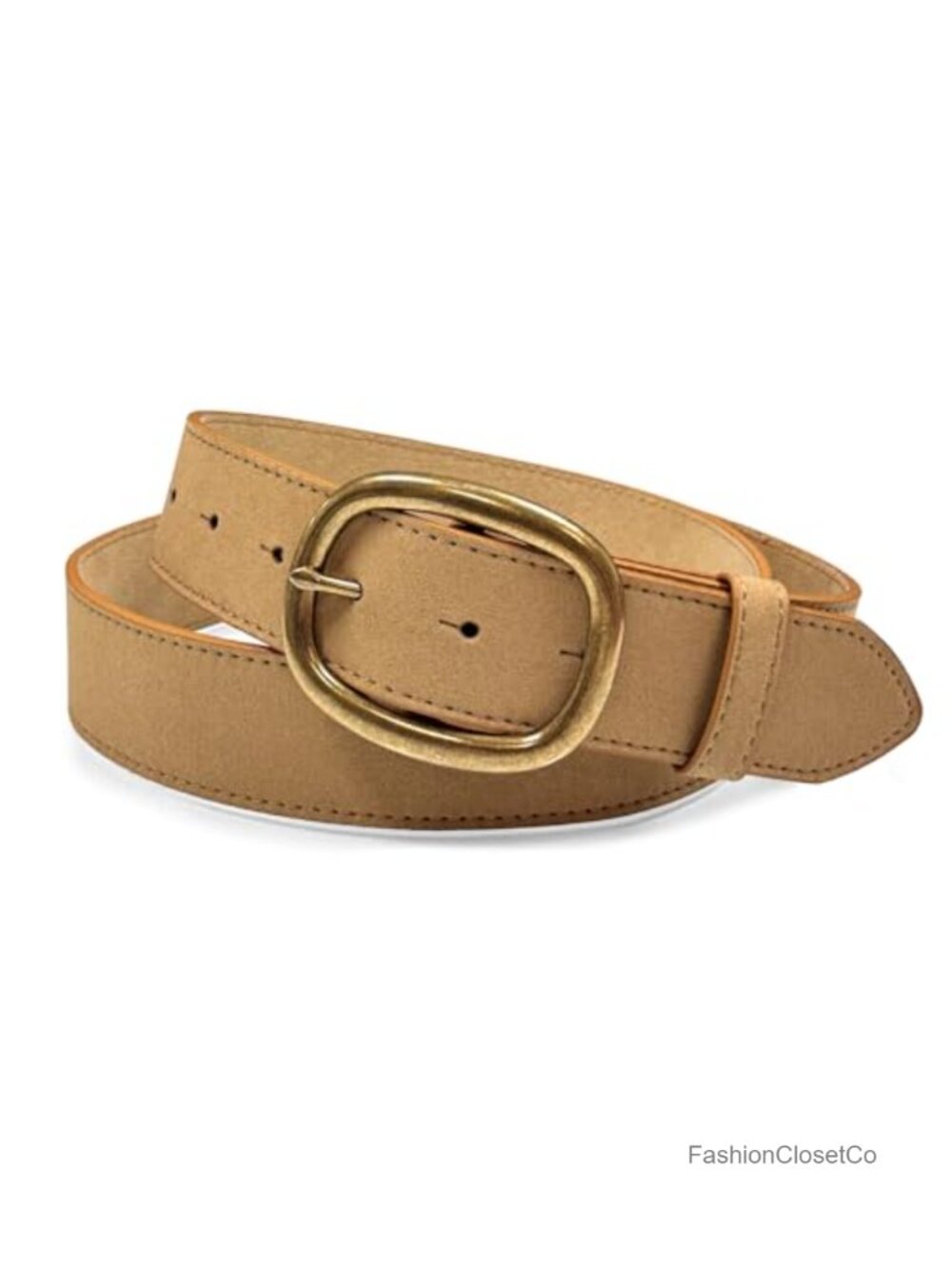 Genuine Suede Leather Casual Belt with Antique Silver Buckle Interchangeable